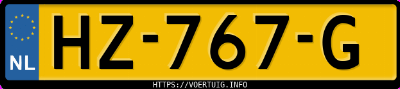 Kenteken afbeelding van HZ767G, zwarte Volkswagen 2 Df Apa 1c