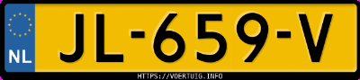 Kenteken afbeelding van JL659V, rode Volkswagen UP! High 1.0 Bluemotion . Take