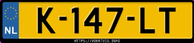 Kenteken afbeelding van K147LT, witte Volkswagen UP! Up 1.0 48kw
