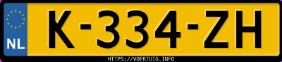 Kenteken afbeelding van K334ZH, grijze Volkswagen UP! Up 1.0 48kw