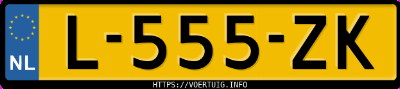 Kenteken afbeelding van L555ZK, gele Volkswagen Polo