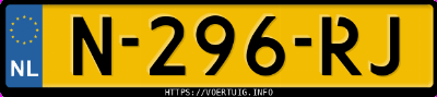 Kenteken afbeelding van N296RJ, witte Volkswagen UP! High 1.0 Bluemotion . Take