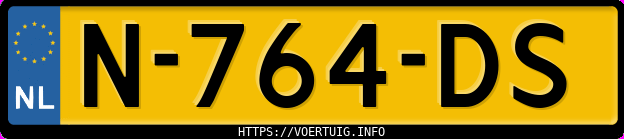 Kenteken afbeelding van N764DS, zwarte Volkswagen Golf