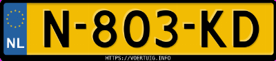 Kenteken afbeelding van N803KD, grijze Volkswagen UP! Up 1.0 48kw