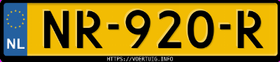 Kenteken afbeelding van NR920R, zwarte Volkswagen UP! High 1.0 Bluemotion . Take