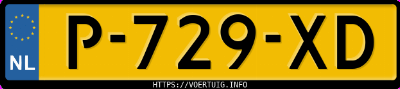 Kenteken afbeelding van P729XD, blauwe Volkswagen Transporter Bestel D 128 Kw Aut