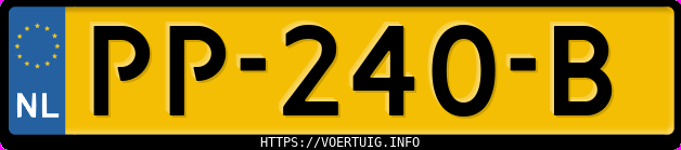 Kenteken afbeelding van PP240B, zwarte Volkswagen Multivan Tdi 96 Kw 1.0