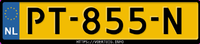 Kenteken afbeelding van PT855N, zwarte Volkswagen Golf 1.5 Tsi 5