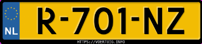 Kenteken afbeelding van R701NZ, witte Volkswagen Golf