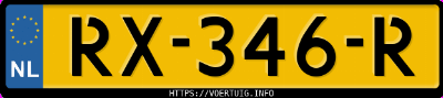 Kenteken afbeelding van RX346R, grijze Volkswagen Golf E-Golf