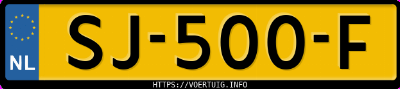 Kenteken afbeelding van SJ500F, zwarte Volkswagen Golf Variant 1.4tsi