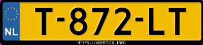 Kenteken afbeelding van T872LT, gele Volkswagen Golf 8 1.0 Tsi Evo