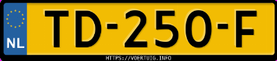 Kenteken afbeelding van TD250F, zwarte Volkswagen Multivan Tdi 96 Kw Van Aut