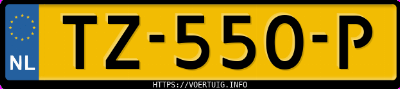 Kenteken afbeelding van TZ550P, witte Volkswagen Golf Vii Gte