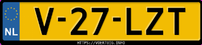 Kenteken afbeelding van V27LZT,  Volkswagen Transporter