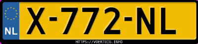 Kenteken afbeelding van X772NL, witte Volkswagen UP! Up 1.0 48kw