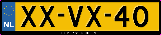 Kenteken afbeelding van XXVX40, groene Volkswagen Bora