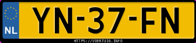 Kenteken afbeelding van YN37FN, blauwe Volkswagen Golf Cl
