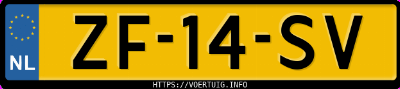Kenteken afbeelding van ZF14SV, rode Volkswagen Polo Coupé Fox 33 Kw U9