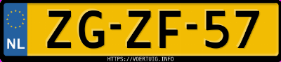 Kenteken afbeelding van ZGZF57, witte Volkswagen Caravelle