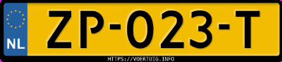 Kenteken afbeelding van ZP023T, rode Volkswagen Golf 7 Variant 1.0tsi