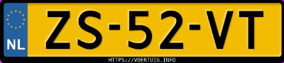 Kenteken afbeelding van ZS52VT, bruine Volkswagen Kampeerauto I D 57 Kw