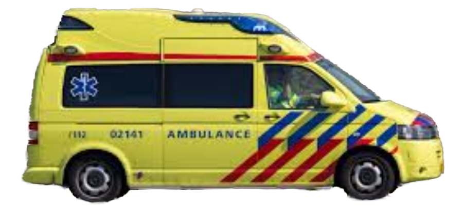 Afbeelding van K309JV, gele Volkswagen Kombi ambulance