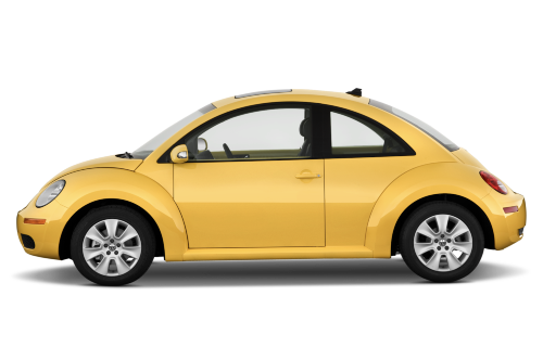 Afbeelding van ZGZF14, gele Volkswagen New Beetle 85 Kw hatchback
