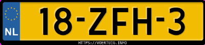Kenteken afbeelding van 18ZFH3, zwarte Volvo V40 T3