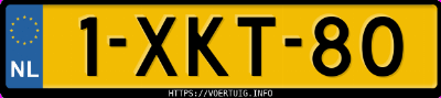 Kenteken afbeelding van 1XKT80, blauwe Volvo V40