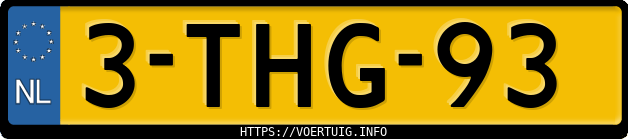 Kenteken afbeelding van 3THG93, gele Volvo V70 R