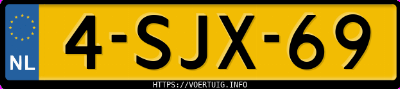 Kenteken afbeelding van 4SJX69, grijze Volvo V60 Plug In Hybrid D6 Awd