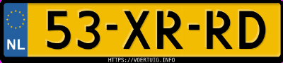 Kenteken afbeelding van 53XRRD, zwarte Volvo V50 1.8 Drive