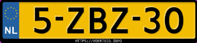 Kenteken afbeelding van 5ZBZ30, witte Volvo V60 T4
