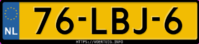 Kenteken afbeelding van 76LBJ6, blauwe Volvo V70