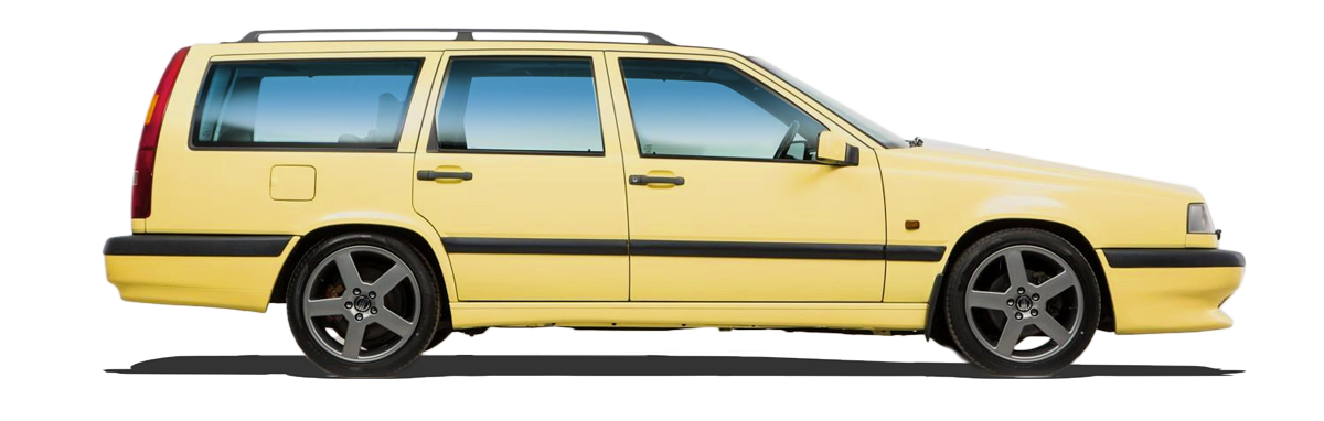 Afbeelding van 98GGXD, zwarte Volvo 850GLT stationwagen