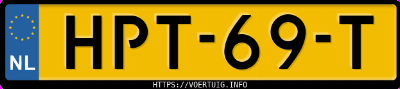 Kenteken afbeelding van HPT69T, blauwe Volvo V60 Ii Awd
