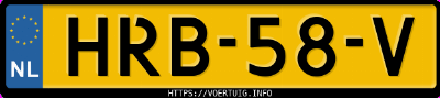 Kenteken afbeelding van HRB58V, grijze Volvo V90 T8 Twin Engine Awd