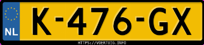 Kenteken afbeelding van K476GX, grijze Volvo V60 B4