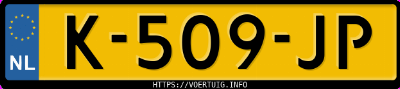 Kenteken afbeelding van K509JP, blauwe Volvo V60 B3