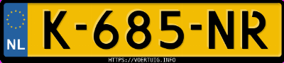Kenteken afbeelding van K685NR, witte Volvo V60 T3