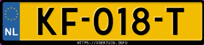 Kenteken afbeelding van KF018T, blauwe Volvo V50 1.6 Drive