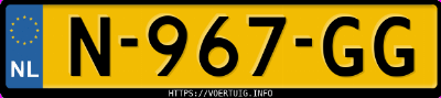 Kenteken afbeelding van N967GG, blauwe Volvo V60 B3