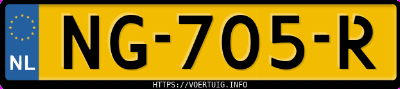 Kenteken afbeelding van NG705R, grijze Volvo S60 T2