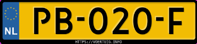 Kenteken afbeelding van PB020F, grijze Volvo V60 T3