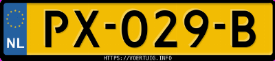 Kenteken afbeelding van PX029B, zwarte Volvo V60 T4