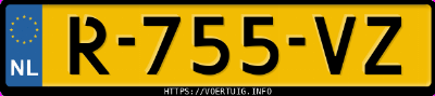 Kenteken afbeelding van R755VZ, grijze Volvo V60 Recharge T6 Awd