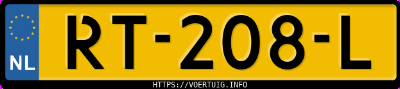 Kenteken afbeelding van RT208L, zwarte Volvo XC60 T5 Drive