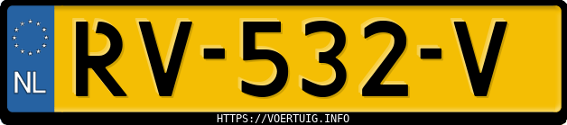 Kenteken afbeelding van RV532V, grijze Volvo V60 D4 Drive