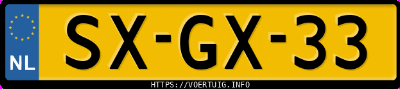 Kenteken afbeelding van SXGX33, rode Volvo V40